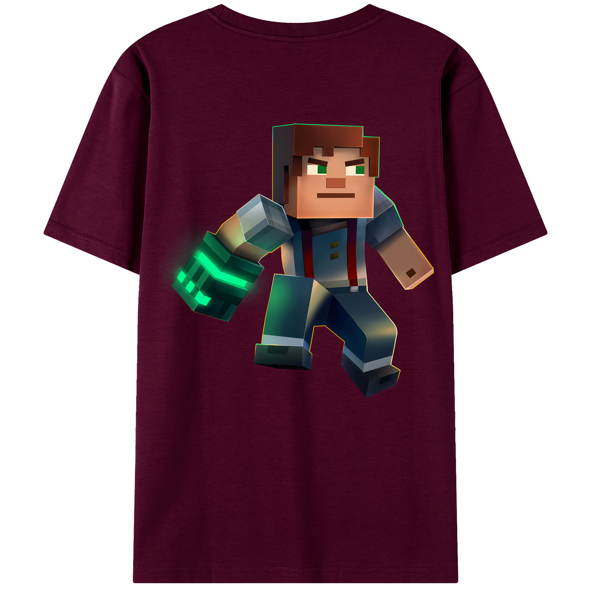 （画像用） マインクラフト ブロックの世界 Minecraft MC Block world レディース半袖Tシャツ(バックプリント)